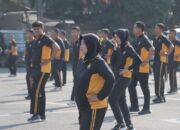 Anggota Polres Kediri Gelar Senam Bersama Jaga Kebugaran Fisik Jelang Pilkada