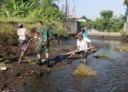 Maksimalkan Pasokan Air Pertanian, Babinsa Karangsari Dan Poktan Margomulyo Bersihkan Saluran Irigasi