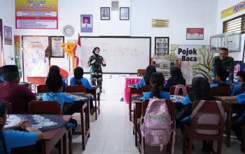 Sasar Program Non Fisik Satgas TMMD Berikan Wasbang Serta Tanamkan Kedisiplinan Di Sekolah Dasar