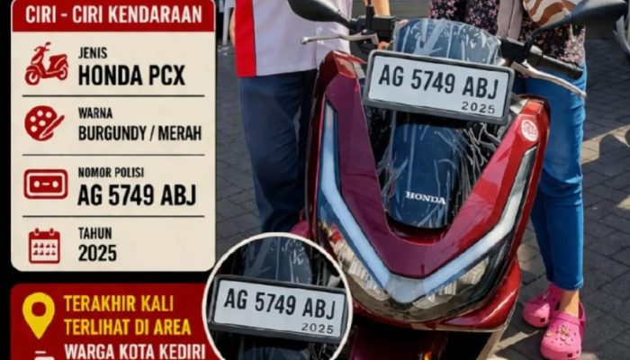 Motor PCX Milik Warga Kota Kediri Diduga Dibawa dan Tidak Dikembalikan, Disiapkan Imbalan Jasa