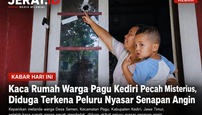 Kaca Rumah Warga Pagu Kediri Pecah Misterius, Diduga Terkena Peluru Nyasar Senapan Angin
