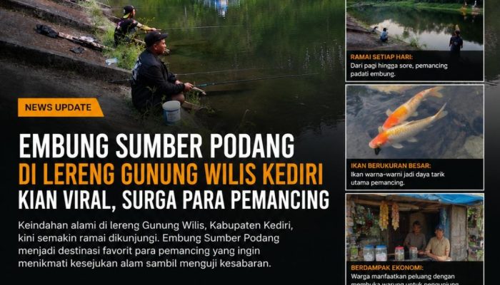 Embung Sumber Podang Kian Viral, Surga Pemancing di Lereng Gunung Wilis Kediri