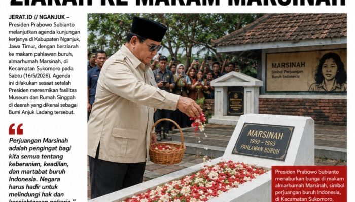 Lanjutkan Kunjungan di Nganjuk, Presiden Prabowo Ziarah ke Makam Marsinah
