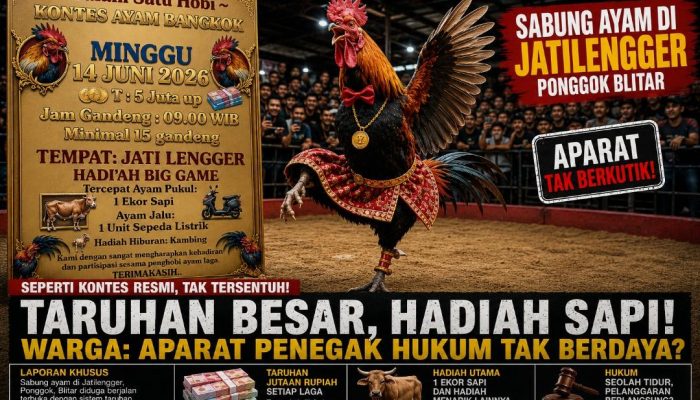 Sabung Ayam di Jatilengger Ponggok Blitar  Berlangsung Terbuka, Terkesan Di Biarkan.