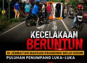 Kecelakaan Beruntun di Jembatan Maesan Kranding Mojo Kediri, Puluhan Penumpang Luka-Luka