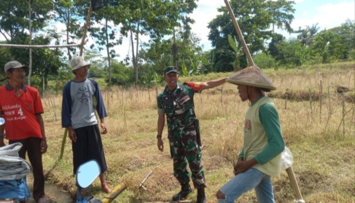 Dukung Ketahanan Pangan, Babinsa Kaweron Bersama Poktan Ngudibogo III Rencanakan Kerja Bakti Irigasi