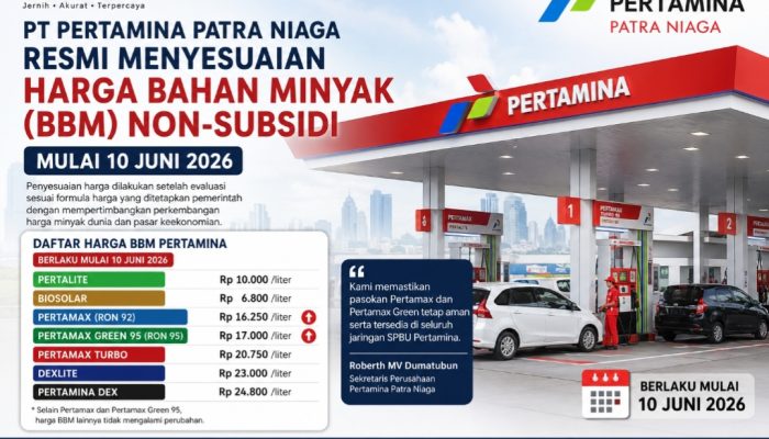 HARGA PERTAMAX DAN PERTAMAX GREEN NAIK PER 10 JUNI 2026, PERTAMINA SESUAIKAN HARGA BBM NON-SUBSIDI