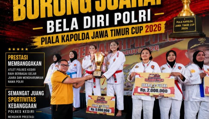 Polres Kediri Borong Gelar Juara pada Kejuaraan Bela Diri Polri Piala Kapolda Jatim 2026