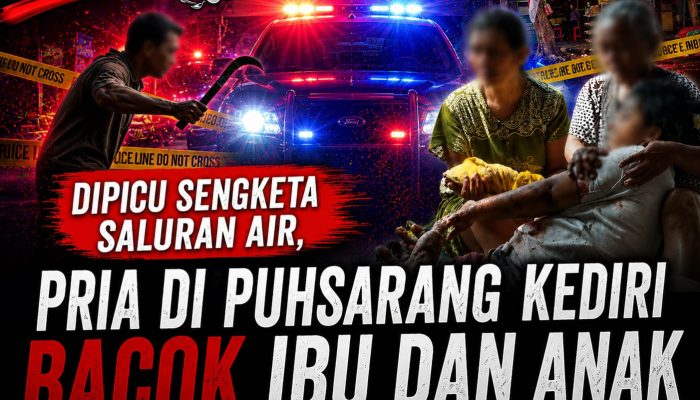 Diduga Dipicu Sengketa Saluran Air, Pria di Puhsarang Kediri Bacok Ibu dan Anak dengan Sabit