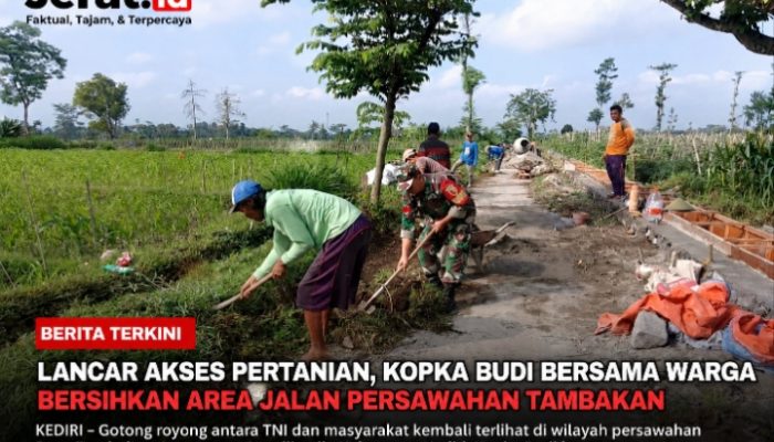 Lancar Akses Pertanian, Kopka Budi Bersama Warga Bersihkan Area Jalan Persawahan Tambakan