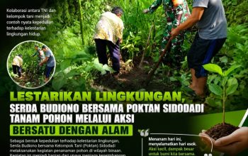 Lestarikan Lingkungan, Serda Budiono Bersama Poktan Sidodadi Tanam Pohon Melalui Aksi Bersatu Dengan Alam