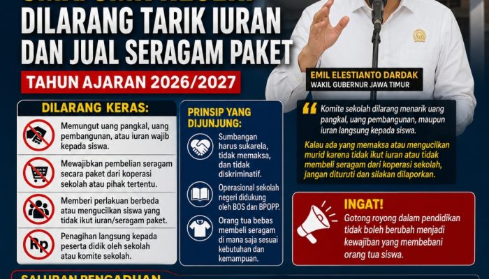 Pemprov Jatim Larang SMA/SMK Negeri Tarik Iuran Wajib dan Jual Seragam Paket, Warga Diminta Berani Melapor