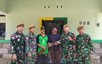 Satgas Pamtas RI Malaysia Yonarmed 19/Bogani Amankan Senjata Api Rakitan dari Warga di Perbatasan