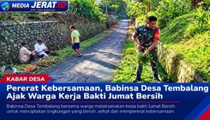 Pererat Kebersamaan, Babinsa Desa Tembalang Ajak Warga Kerja Bakti Jumat Bersih