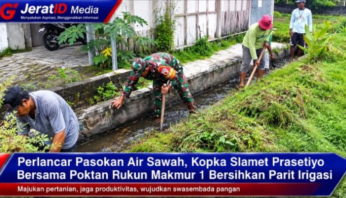 Perlancar Pasokan Air Sawah, Kopka Slamet Prasetiyo Bersama Poktan Rukun Makmur 1 Bersihkan Parit Irigasi