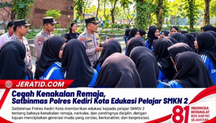 Cegah Kenakalan Remaja, Satbinmas Polres Kediri Kota Edukasi Pelajar SMKN 2