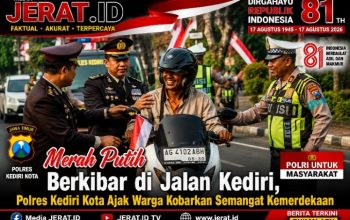 Merah Putih Berkibar di Jalan Kediri, Polres Kediri Kota Ajak Warga Kobarkan Semangat Kemerdekaan