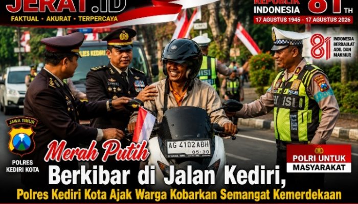 Merah Putih Berkibar di Jalan Kediri, Polres Kediri Kota Ajak Warga Kobarkan Semangat Kemerdekaan