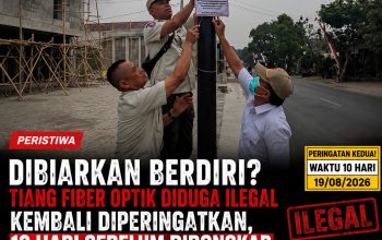 Dibiarkan Berdiri?? Tiang Fiber Optik Diduga Ilegal Kembali Diperingatkan, 10 Hari Sebelum Dibongkar