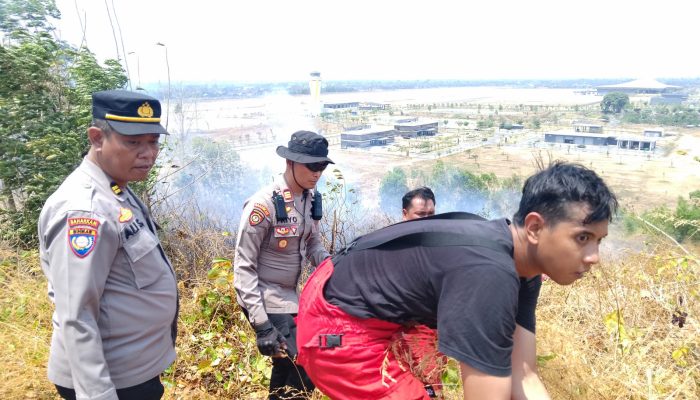 Respons Cepat Petugas Kendalikan Kebakaran Lahan di Sekitar Bandara Dhoho