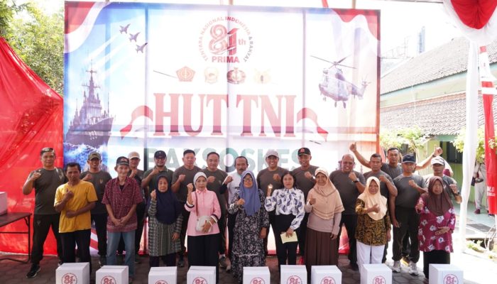 Wujud Nyata Kemanunggalan, Kodim 0808/Blitar Gelar Bakti Sosial Dan Baksoskes Serentak Sambut HUT Ke-81 TNI